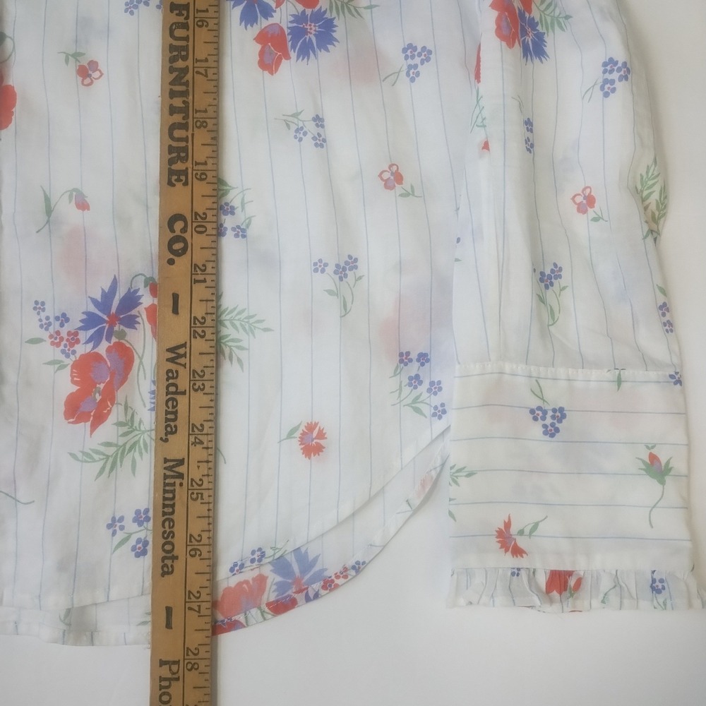 Veronica Beard Button Up Blouse Women's L Cotton Floral Ruffle Victorian Cottage - Picture 11 of 11